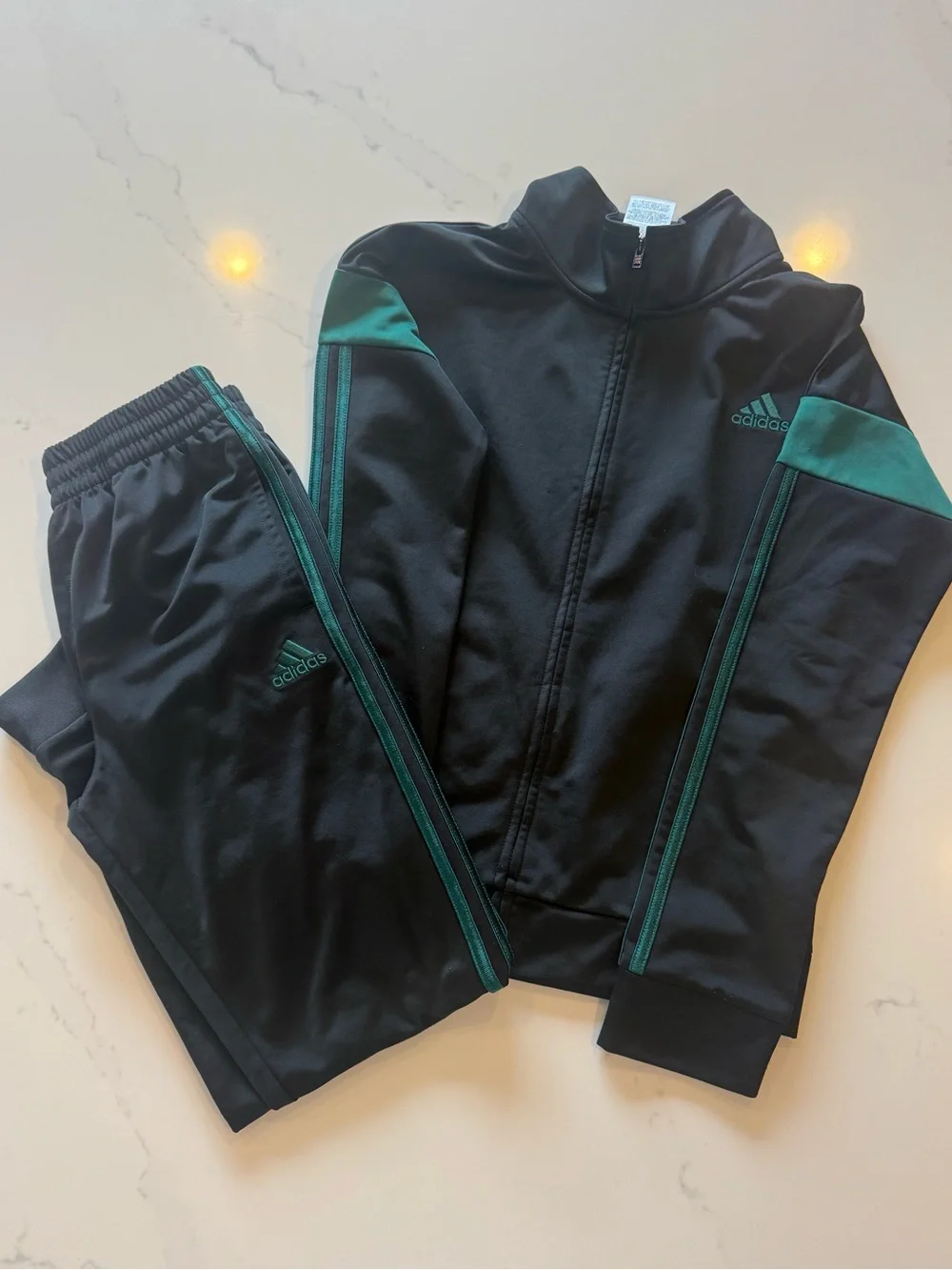 adidas Kids Black Jacket with Green Accents